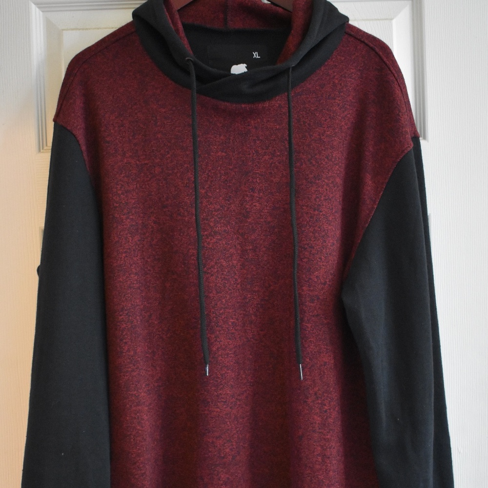 Black and Red Mens Hoodie with zippers on the side